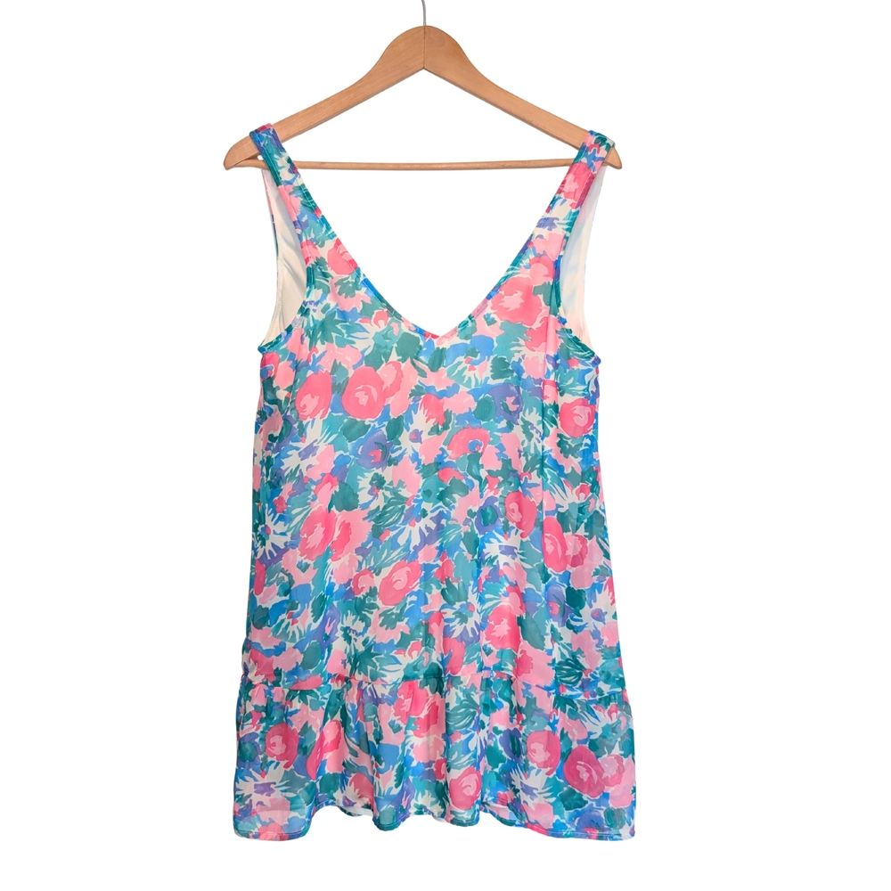 Show Me Your MuMu women's size small Blue and Pink Floral Tunic top